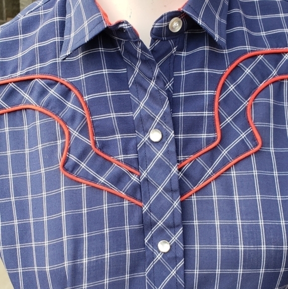 70s Vintage Kenny Rogers‎ Western Plaid Snap Button Shirt - Picture 5 of 8
